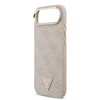 Guess PU Leather 4G Strass Triangle Logo Gold Frame MagSafe dėklas skirtas Apple iPhone Air rožinės spalvos