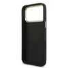 Guess PU Leather 4G Strass Triangle Logo Gold Frame MagSafe dėklas skirtas Apple iPhone 17 Pro Max juodos spalvos