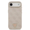 Guess PU Leather 4G Strass Triangle Logo Gold Frame MagSafe dėklas skirtas Apple iPhone Air rožinės spalvos