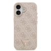 Guess PU Leather 4G Strass Triangle Logo Gold Frame MagSafe dėklas skirtas Apple iPhone 17 rožinės spalvos