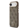 Guess PU Leather 4G Strass Triangle Logo Gold Frame MagSafe dėklas skirtas Apple iPhone Air rudos spalvos