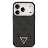 Guess PU Leather 4G Strass Triangle Logo Gold Frame MagSafe dėklas skirtas Apple iPhone 17 Pro juodos spalvos