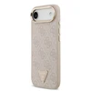 Guess PU Leather 4G Strass Triangle Logo Gold Frame MagSafe dėklas skirtas Apple iPhone Air rožinės spalvos