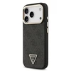 Guess PU Leather 4G Strass Triangle Logo Gold Frame MagSafe dėklas skirtas Apple iPhone 17 Pro juodos spalvos