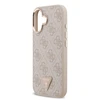 Guess PU Leather 4G Strass Triangle Logo Gold Frame MagSafe dėklas skirtas Apple iPhone 17 rožinės spalvos