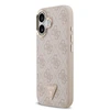Guess PU Leather 4G Strass Triangle Logo Gold Frame MagSafe dėklas skirtas Apple iPhone 17 rožinės spalvos