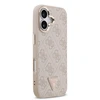Guess PU Leather 4G Strass Triangle Logo Gold Frame MagSafe dėklas skirtas Apple iPhone 17 rožinės spalvos