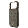 Guess PU Leather 4G Strass Triangle Logo Gold Frame MagSafe dėklas skirtas Apple iPhone 17 Pro Max rudos spalvos