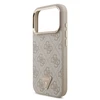 Guess PU Leather 4G Strass Triangle Logo Gold Frame MagSafe dėklas skirtas Apple iPhone 17 Pro rožinės spalvos
