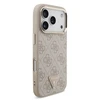 Guess PU Leather 4G Strass Triangle Logo Gold Frame MagSafe dėklas skirtas Apple iPhone 17 Pro rožinės spalvos
