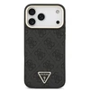 Guess PU Leather 4G Strass Triangle Logo Gold Frame MagSafe dėklas skirtas Apple iPhone 17 Pro Max juodos spalvos