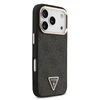 Guess PU Leather 4G Strass Triangle Logo Gold Frame MagSafe dėklas skirtas Apple iPhone 17 Pro juodos spalvos
