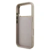 Guess PU Leather 4G Strass Triangle Logo Gold Frame MagSafe dėklas skirtas Apple iPhone 17 Pro rožinės spalvos