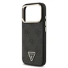 Guess PU Leather 4G Strass Triangle Logo Gold Frame MagSafe dėklas skirtas Apple iPhone 17 Pro juodos spalvos