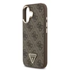 Guess PU Leather 4G Triangle Logo Gold Frame MagSafe dėklas skirtas Apple iPhone 17 rudos spalvos