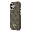 Guess PU Leather 4G Triangle Logo Gold Frame MagSafe dėklas skirtas Apple iPhone 17 rudos spalvos