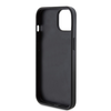 Guess 4G trikampio formos metalinis dėklas su logotipu iPhone 14/15/13 - juodas