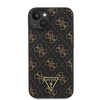 Guess 4G trikampio formos metalinis dėklas su logotipu iPhone 14/15/13 - juodas