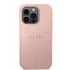 Guess dėklas, skirtas iPhone 14 Pro Max 6,7 GUHCP14XPSASBPI rožinės spalvos PU odinis dėklas, skirtas Saffiano with Metal Logo Hot Stamp Stripes