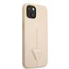 Guess GUHCP13SPSATLE iPhone 13 mini 5,4 colio mažesnis/smėlio spalvos kietas dėklas SaffianoTriangle logotipas