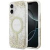 Original dėklas GUESS Resin Bottom Glitter MagSafe skirtas Apple iPhone 17 aukso spalvos