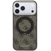 Guess Ring Stand 360 4G Classic Logo MagSafe dėklas, skirtas iPhone 18 Pro / 17 Pro, rudas