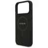 Guess Saffiano Classic Logo MagSafe dėklas Apple iPhone 17 Pro Max juodos spalvos