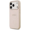 Guess Saffiano Classic Logo MagSafe dėklas skirtas Apple iPhone 17 Pro rožinės spalvos