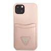 Apple iPhone 13 Mini Guess dėklas Saffianotriangle Logo Cardslot (GUHCP13SPSATPP) rožinės spalvos