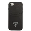 Apple iPhone SE 2022 / SE 2020 / 7 / 8 Guess dėklas Saffiano Triangle Logo Cardslot juodos spalvos