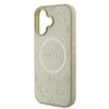 Guess Saffiano Peony Stamp MagSafe Apple iPhone 16 dėklas telefonui aukso spalvos