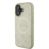 Guess Saffiano Peony Stamp MagSafe Apple iPhone 16 dėklas telefonui aukso spalvos