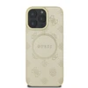 Guess Saffiano Peony Stamp MagSafe Apple iPhone 16 Pro dėklas telefonui aukso spalvos