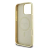 Guess Saffiano Peony Stamp MagSafe Apple iPhone 16 Pro dėklas telefonui aukso spalvos