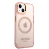 Apple iPhone 14 Guess Dėklas Gold Outline Translucent MagSafe (GUHMP14SHTCMP) rožinės spalvos