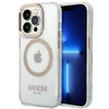 Apple iPhone 14 Pro Max Guess Dėklas Metal Outline Magsafe (GUHMP14XHTRMD) aukso spalvos
