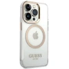 Apple iPhone 14 Pro Max Guess Dėklas Metal Outline Magsafe (GUHMP14XHTRMD) aukso spalvos