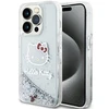 Apple iPhone 13 Pro Max Hello Kitty dėklas Liquid Glitter Charms Kitty Head (HKHCP13XLIKHET) sidabrinės spalvos