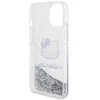 Apple iPhone 13 / 14 / 15 Hello Kitty dėklas Liquid Glitter Charms Kitty Head (HKHCP14SLIKHET) sidabrinės spalvos