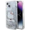 Apple iPhone 13 / 14 / 15 Hello Kitty dėklas Liquid Glitter Charms Kitty Head (HKHCP14SLIKHET) sidabrinės spalvos