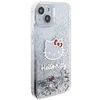 Apple iPhone 13 / 14 / 15 Hello Kitty dėklas Liquid Glitter Charms Kitty Head (HKHCP14SLIKHET) sidabrinės spalvos