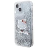 Apple iPhone 13 / 14 / 15 Hello Kitty dėklas Liquid Glitter Charms Kitty Head (HKHCP14SLIKHET) sidabrinės spalvos