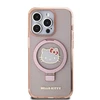 Apple iPhone 15 Pro Max Hello Kitty dėklas Ring Stand Glitter Electrop Logo MagSafe (HKHMP15XHRSGEP) rožinės spalvos