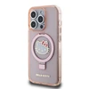 Apple iPhone 15 Pro Max Hello Kitty dėklas Ring Stand Glitter Electrop Logo MagSafe (HKHMP15XHRSGEP) rožinės spalvos