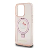 Apple iPhone 15 Pro Max Hello Kitty dėklas Ring Stand Glitter Electrop Logo MagSafe (HKHMP15XHRSGEP) rožinės spalvos