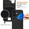 Dėklas Hurtel iPhone 17 TPU Case with Card Holder and Crossbody Lanyard - Juodas