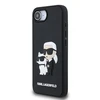 Karl Lagerfeld 3D Rubber Karl and Choupette dėklas skirtas Apple iPhone 16e juodos spalvos