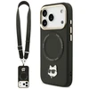 Karl Lagerfeld Big Strap Choupette Metal Logo MagSafe dėklas skirtas Apple iPhone 17 Pro Max juodos spalvos
