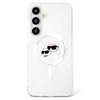 Karl Lagerfeld Button Karl & Choupette Heads Printed Logo MagSafe Samsung Galaxy S25 dėklas telefonui baltos spalvos