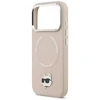 Karl Lagerfeld Choupette Pin MagSafe dėklas Apple iPhone 17 Pro Max rožinės spalvos
